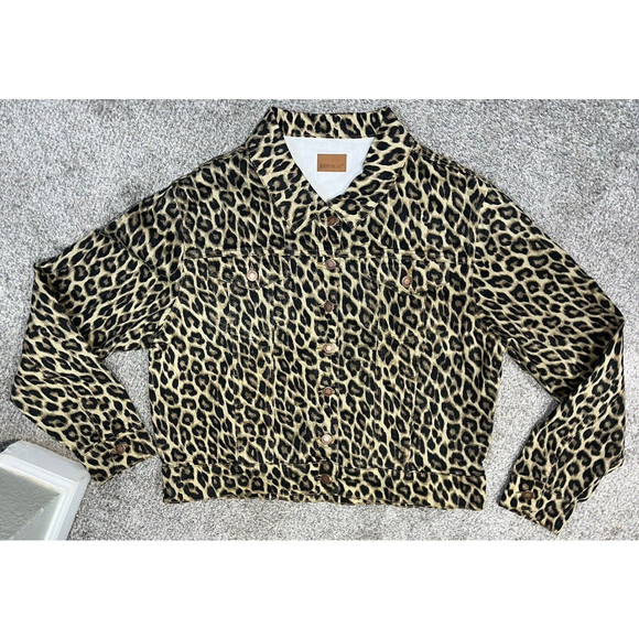 Judy Blue Cheetah Print Denim Jacket Women’s Size 3XL Button Up Collared JB750 - Picture 2 of 8